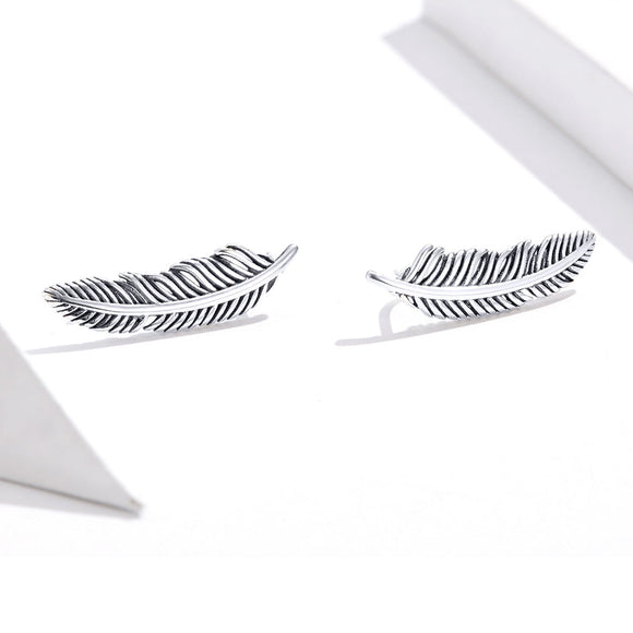 925 Sterling Silver Earrings - Oxidized Silver - 2.4cm x 0.7cm - Women