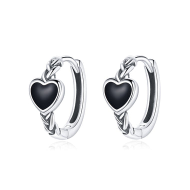 925 Sterling Silver Oxidized Enamel Earrings for Women - 1.2*0.5 cm - 0