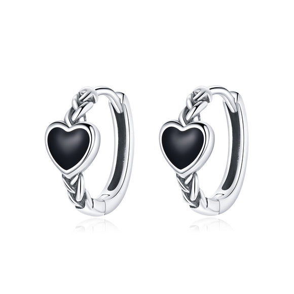 925 Sterling Silver Oxidized Enamel Earrings for Women - 1.2*0.5 cm
