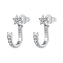 925 Sterling Silver CZ Earrings with White Gold Plating, 1.4x0.5cm for Women-1