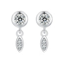 925 Sterling Silver Earrings with Pavé Setting CZ in White Gold - 11*4mm-1
