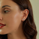 S925 Sterling Silver Rose Gold Plated Zircon Earrings-7