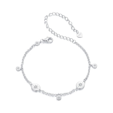 925 Sterling Silver & Plated White Gold CZ Bracelet - 0