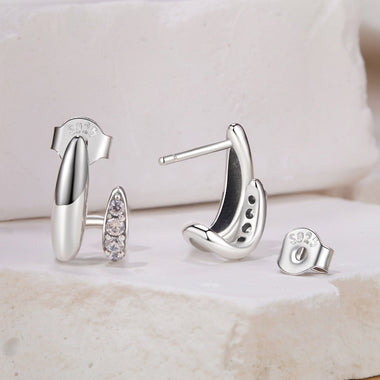 925 Sterling Silver Earrings with Pavé Setting CZ - 0