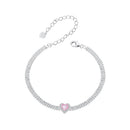 925 Sterling Silver White Gold Plated 8mm CZ Pendant Bracelet for Women-1