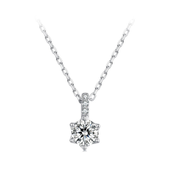 925 Sterling Silver Moissanite Plated Platinum Necklace for Women, 6.5mm, Style L, 400mm Length