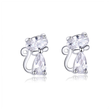 925 Sterling Silver Plated Platinum Earrings with Pavé Setting CZ for Women