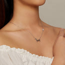 925 Sterling Silver Necklace with CZ Pendant, 450mm Length, Platinum Plated, for Women-7