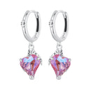 925 Sterling Silver Earrings with Transparent Glass, 28x9mm, Women's Jewelry-1