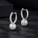 925 Sterling Silver Moissanite 0.15 Carat Earrings with Quality Shell Pearl for Women-3