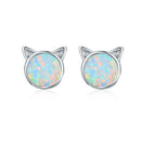 925 Sterling Silver Plated Rose Gold Opal Earrings 0.8cm for Women-1
