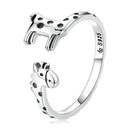 925 Sterling Silver Oxidized Giraffe Ring for Women-2