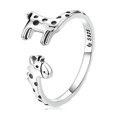 925 Sterling Silver Oxidized Giraffe Ring for Women - 0