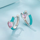 925 Sterling Silver Hoop Earrings with White Gold Plating and CZ-3