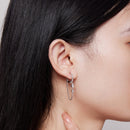 925 Sterling Silver Earrings with Pavé Setting CZ, 34*6mm for Women-7