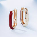 925 Sterling Silver Plated Rose Gold Enamel Earrings for Women-3
