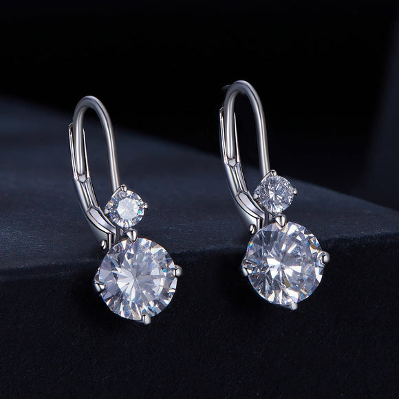 925 Sterling Silver Moissanite Earring with Pavé Setting, 6.5mm, for Women