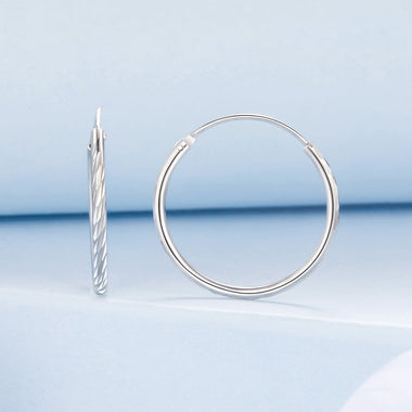925 Sterling Silver Earrings for Women - White Gold Plated, 2.3x0.2 cm - 0