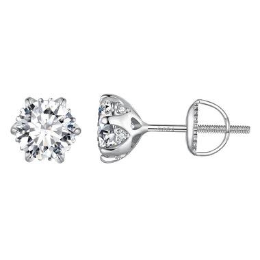 925 Sterling Silver 6.5mm Moissanite Earrings for Women