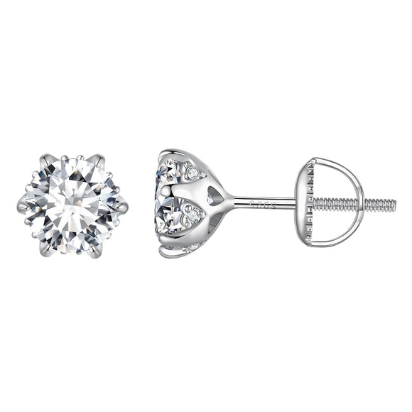 925 Sterling Silver 6.5mm Moissanite Earrings for Women