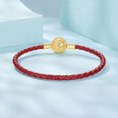 925 Sterling Silver Leather Rope Bracelet 17cm - Oxidized Silver for Women-3