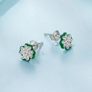 925 Sterling Silver Earrings with Pavé Set CZ & White Gold Plating, 0.75cm for Women-3