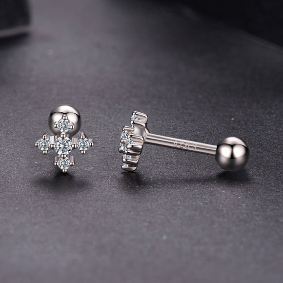 925 Sterling Silver Moissanite Earrings White Gold Plated 0.5cm for Women