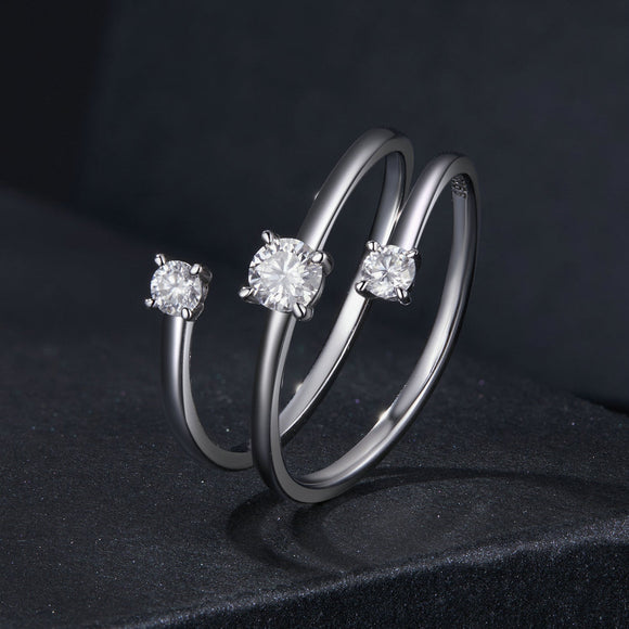 925 Sterling Silver 3mm Moissanite Ring for Women