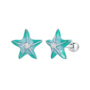 925 Sterling Silver Enamel White Gold Plated Earrings-1