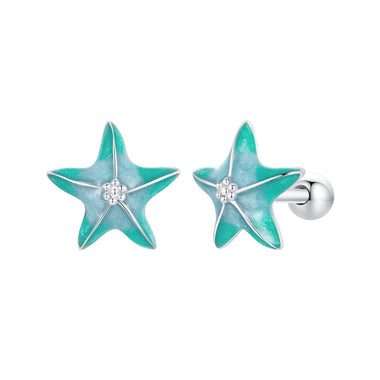 925 Sterling Silver Enamel White Gold Plated Earrings
