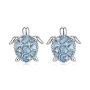 925 Sterling Silver Earrings with Enamel CZ in White Gold, 1.0x0.9cm for Women-1