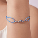 925 Sterling Silver Adjustable White Gold Bracelet with CZ Pendants for Women-5