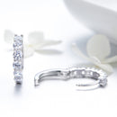 925 Sterling Silver Earrings with Pavé CZ in Platinum Plating, 1.6 x 0.3 cm for Women-2