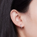 925 Sterling Silver Earrings with Synthetic Turquoise, Oxidized Finish, Size 12*2mm, Women-8