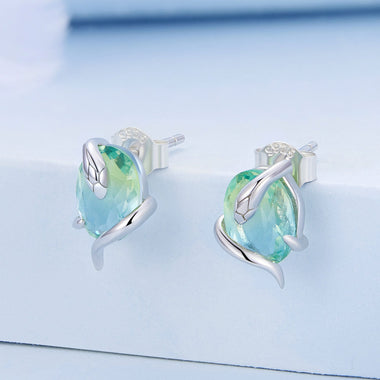 925 Sterling Silver Transparent Glass Earrings for Women - 0