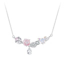925 Sterling Silver Necklace with CZ & Resin Pendant, 18x39mm, Plated with White Gold-3
