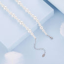 925 Sterling Silver White Gold Plated Necklace with Synthetic Pearls for Women-4