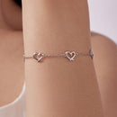 925 Sterling Silver 15+6cm 0.8cm Heart White Gold Plated Bracelet for Women-6