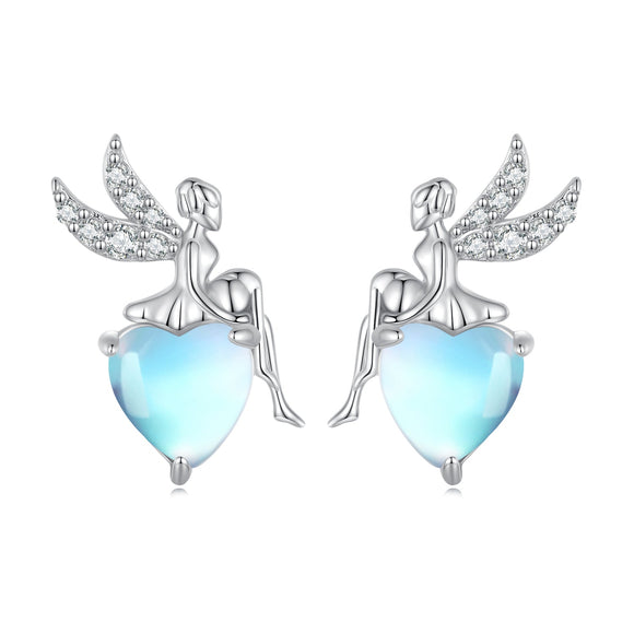 925 Sterling Silver Moonstone CZ Earrings for Women