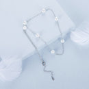925 Sterling Silver White Gold Plated Necklace with Shell Pearl 400+50mm-5