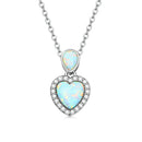 925 Sterling Silver Genuine Translucent Opal Necklace with CZ for Women-1