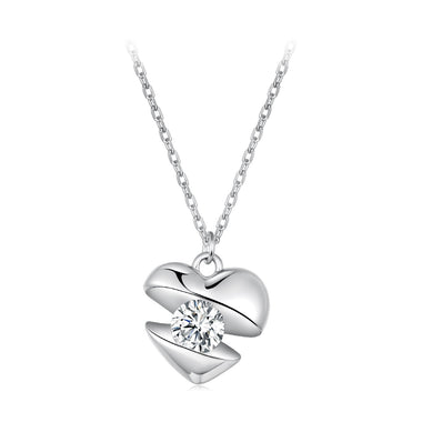925 Sterling Silver White Gold Plated 40cm+5cm Length CZ Necklace for Women - 0