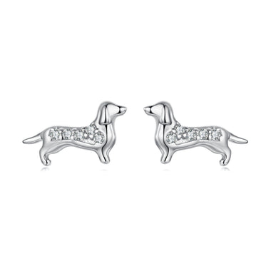 925 Sterling Silver Earrings with Pavé Setting and White Gold Plating for Women