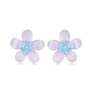 925 Sterling Silver Opal 8mm Earrings for Women-2
