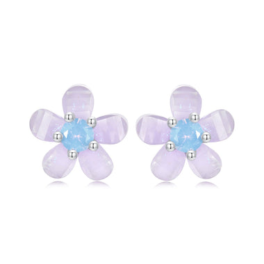 925 Sterling Silver Opal 8mm Earrings for Women - 0