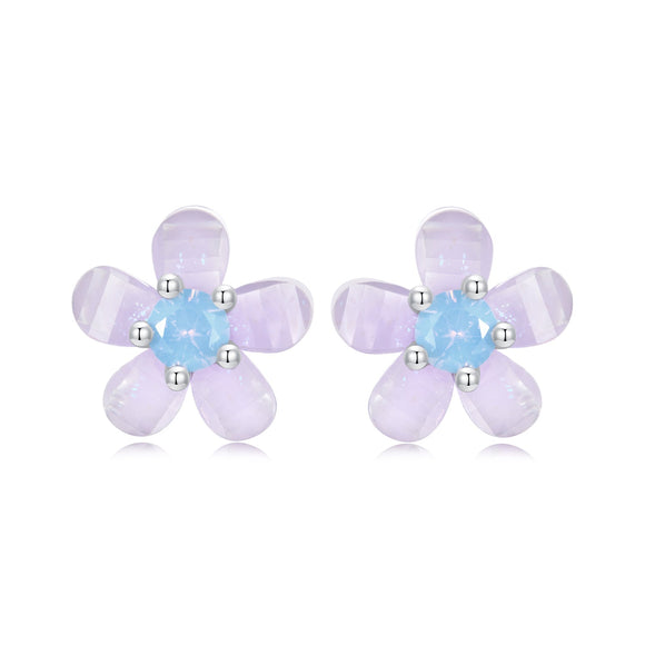 925 Sterling Silver Opal 8mm Earrings for Women