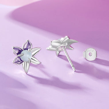 925 Sterling Silver Earrings with Enamel and Transparent Glass for Women - 0