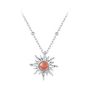 925 Sterling Silver Necklace with Natural Golden Sunstone, 40+5cm, Plated White Gold for Women-1
