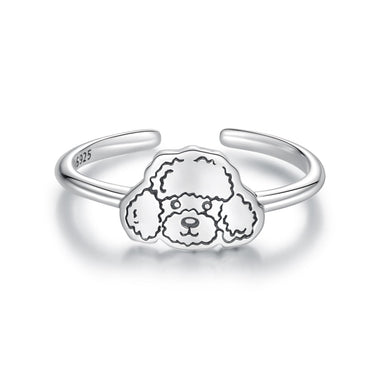 925 Sterling Silver Oxidized Silver Dog Ring for Women