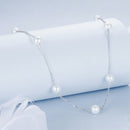 925 Sterling Silver White Gold Plated Necklace with Shell Pearl 400+50mm-3